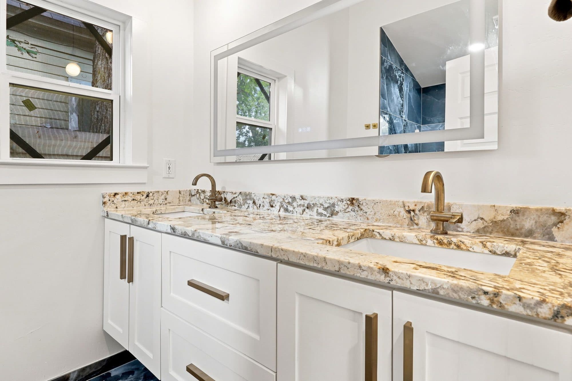 Double vanity with granite countertop at 917 Burnet Street