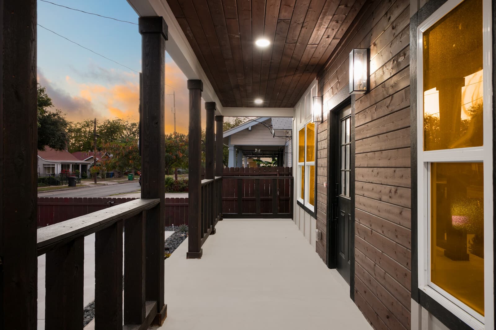 Modern exterior with warm materials